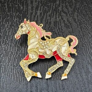 Colorful Horse Brooch with Rhinestones